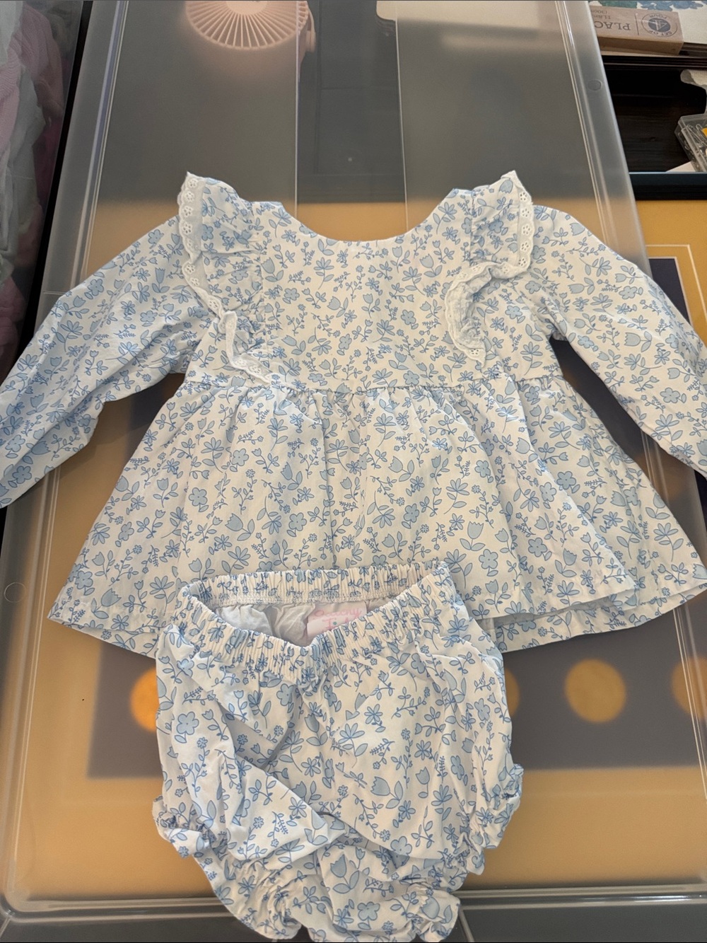 STICHY FISH Blue Floral Ruffle Kids Matching Set - Brand